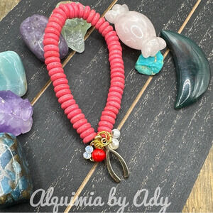 Red turquoise opal pearl coral charms bohemian bracelet wishbone